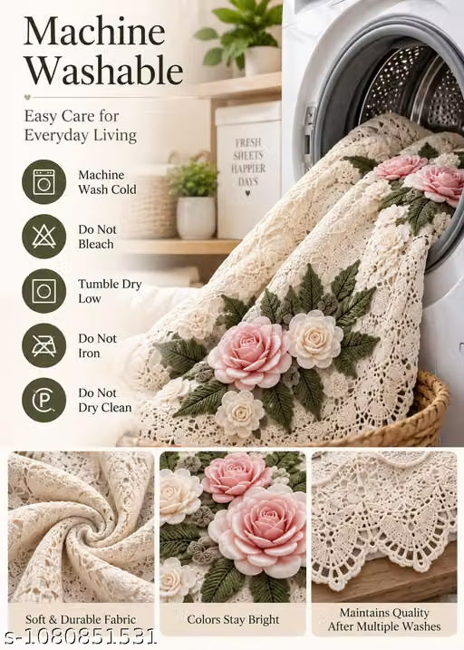 Premium 7D Cotton Blend King Size Bedsheet Set with 2 Pillow Covers | Ivory Rose Floral Design | Soft, Breathable & Luxury Bed Linen (90x100 inches)