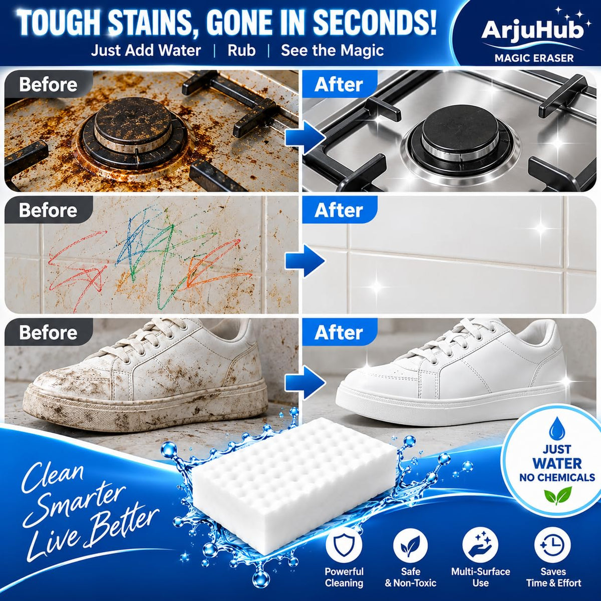 All-In-One Stain Eraser Mop (Pack of 5 / Pack of 10)